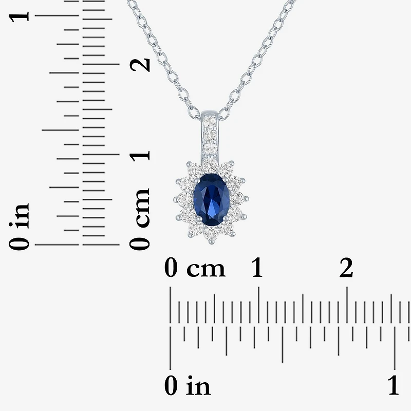 Yes, Please! Womens Lab Created Blue Sapphire Sterling Silver 18 Inch Pendant Necklace