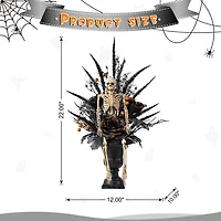 Glitzhome 22"H Halloween Black Rose, Skeleton And Berry Urn Tree Halloween Tabletop Decor