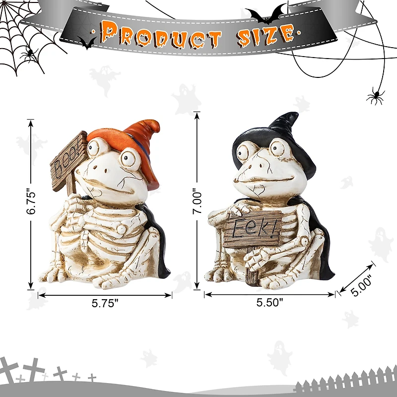 Glitzhome 7"H Halloween Resin Skeleton Frogs 2-pc. Halloween Tabletop Decor