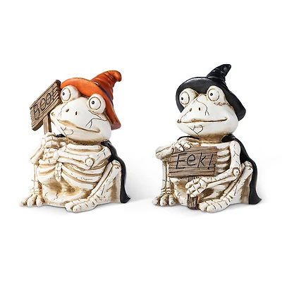 Glitzhome 7"H Halloween Resin Skeleton Frogs 2-pc. Halloween Tabletop Decor