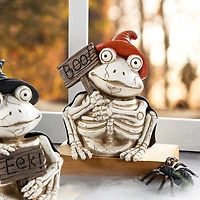 Glitzhome 7"H Halloween Resin Skeleton Frogs 2-pc. Halloween Tabletop Decor