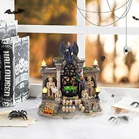 Glitzhome 10"H Lighted Resin Halloween Haunted House Halloween Tabletop Decor