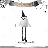 Glitzhome 66"H Halloween Oversized Lighted Fabric Ghost Sitter Halloween Porch Sign