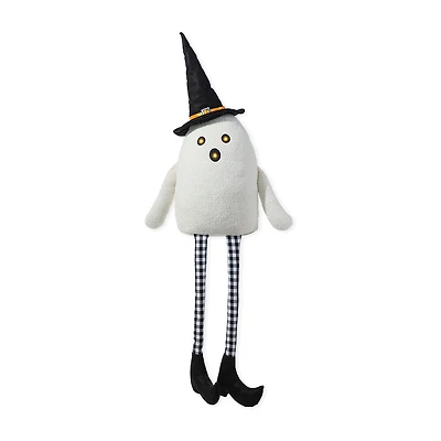 Glitzhome 66"H Halloween Oversized Lighted Fabric Ghost Sitter Halloween Porch Sign