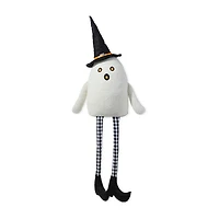 Glitzhome 66"H Halloween Oversized Lighted Fabric Ghost Sitter Halloween Porch Sign