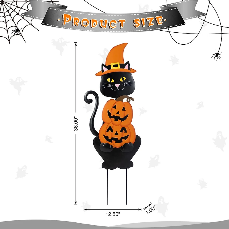Glitzhome 36"H Halloween Metal Black Cat Halloween Yard Art