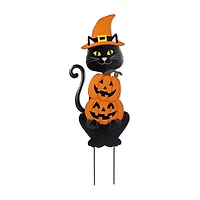 Glitzhome 36"H Halloween Metal  Black Cat Halloween Yard Art