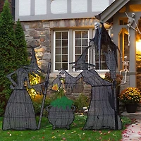 Glitzhome Lighted Halloween 3d Witches 3-pc. Halloween Inflatable