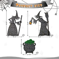 Glitzhome Lighted Halloween 3d Witches 3-pc. Halloween Inflatable