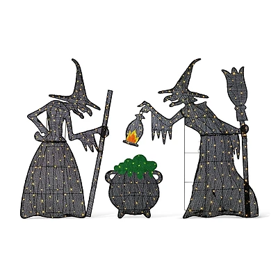 Glitzhome Lighted Halloween 3d Witches 3-pc. Halloween Inflatable