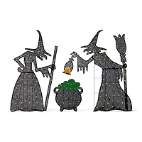Glitzhome Lighted Halloween 3d Witches 3-pc. Halloween Inflatable