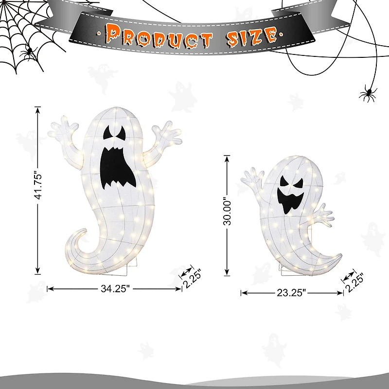 Glitzhome Lighted Halloween 2.5d Ghosts Family Outdoor Décor 2-pc. Halloween Inflatable