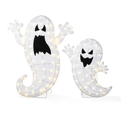 Glitzhome Lighted Halloween 2.5d Ghosts Family Outdoor Décor 2-pc. Halloween Inflatable
