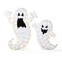 Glitzhome Lighted Halloween 2.5d Ghosts Family Outdoor Décor 2-pc. Halloween Inflatable