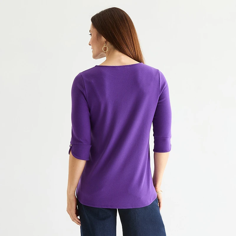 Liz Claiborne Tall Womens Round Neck 3/4 Sleeve Tunic Top