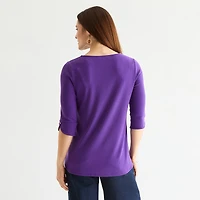 Liz Claiborne Tall Womens Round Neck 3/4 Sleeve Tunic Top