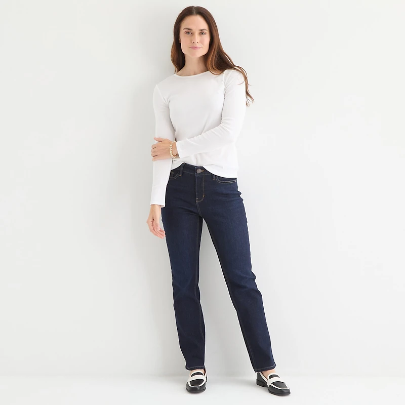 Liz Claiborne Womens Tall Crew Neck Long Sleeve T-Shirt