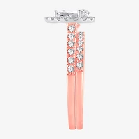 (H-I / SI1-SI2) Signature By Modern Bride Womens 1 CT. T.W. Lab Grown White Diamond 10K or 14K Gold Pear Halo Bridal Set