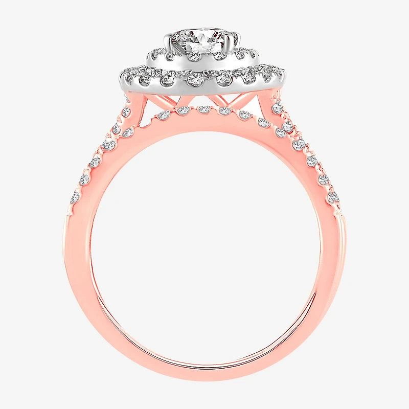 (H-I / SI1-SI2) Signature By Modern Bride Womens 1 1/2 CT. T.W. Lab Grown White Diamond 10K or 14K Gold Oval Halo Bridal Set