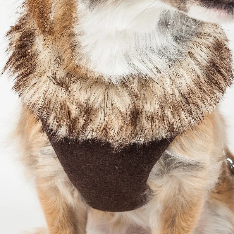 Pet Life Luxe 'Furracious' 2-In-1 Mesh Reversed Adjustable-Leash W/ Removable Fur Collar Dog Harness