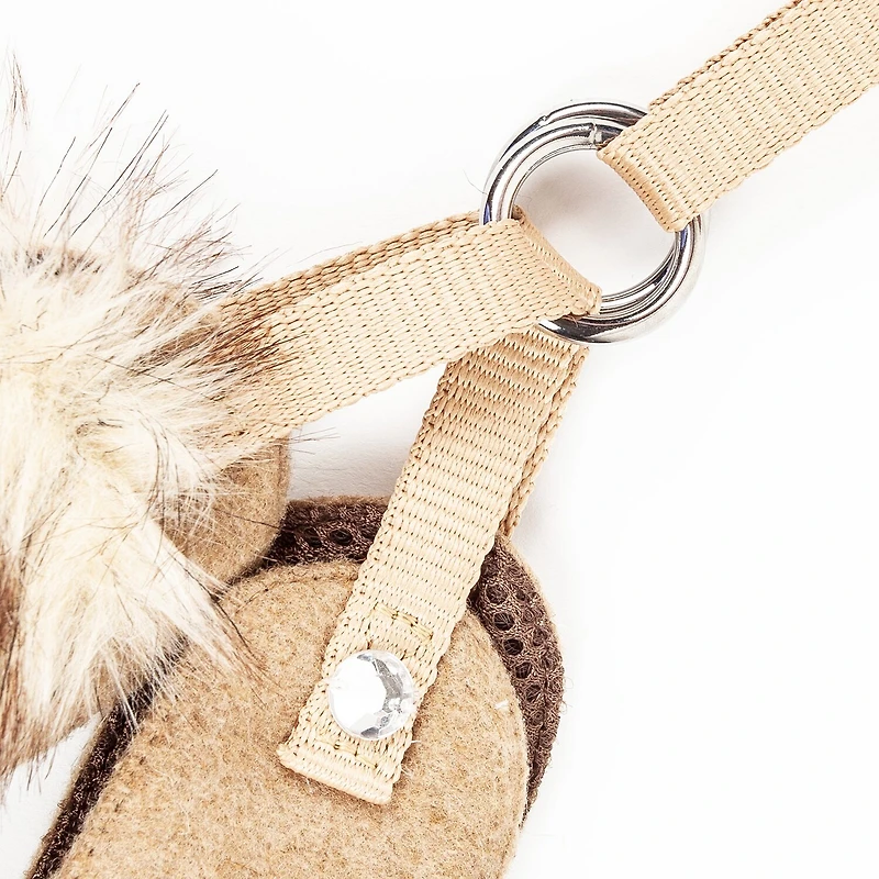 Pet Life Luxe 'Furracious' 2-In-1 Mesh Reversed Adjustable-Leash W/ Removable Fur Collar Dog Harness
