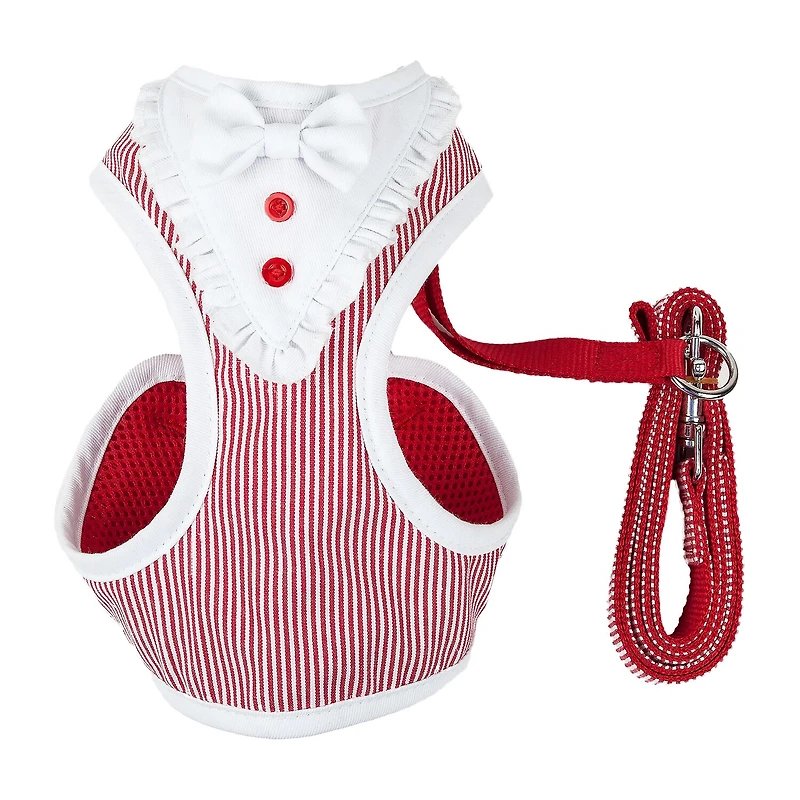 Pet Life Luxe 'Spawling' 2-In-1 Mesh Reversed Adjustable-Leash W/ Fashion Bowtie Dog Harness
