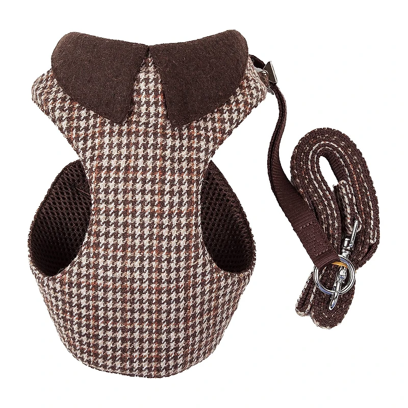 Pet Life Luxe 'Houndsome' 2-In-1 Mesh Reversible Plaided Collared Adjustable-Leash Dog Harness