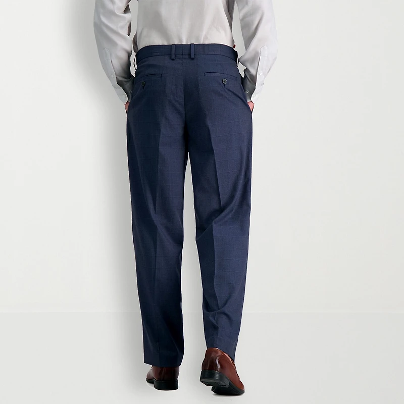 Haggar JMH Sharkskin Mens Stretch Fabric Classic Fit Windowpane Flat Front Suit Pant