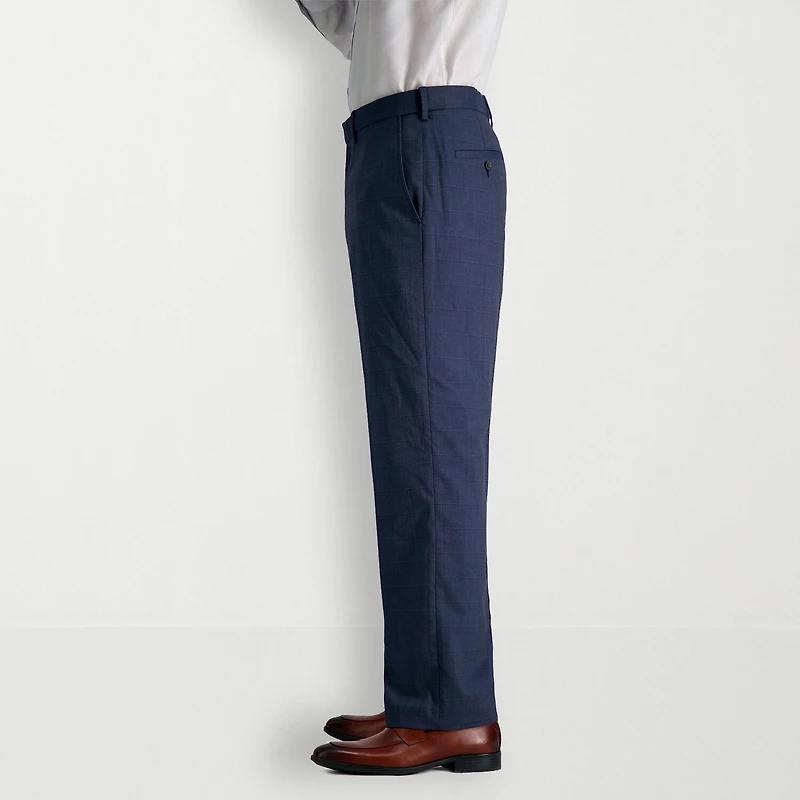 Haggar JMH Sharkskin Mens Stretch Fabric Classic Fit Windowpane Flat Front Suit Pant