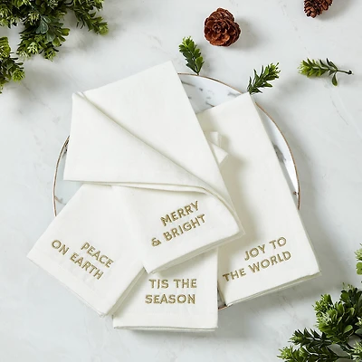 Threadmade Joyful Sentiment Embroidered 4-pc. Napkins