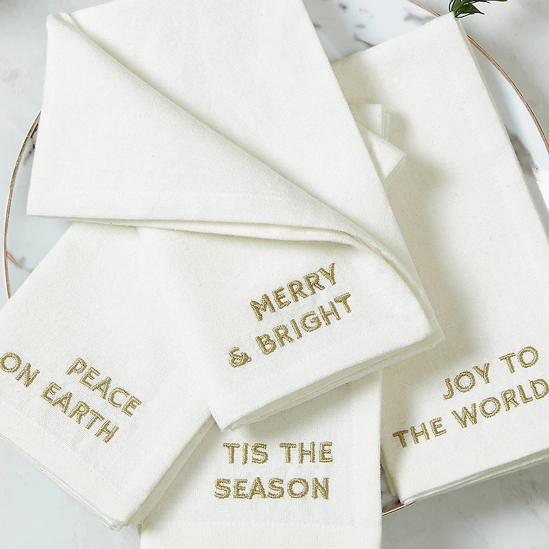 Threadmade Joyful Sentiment Embroidered 4-pc. Napkins
