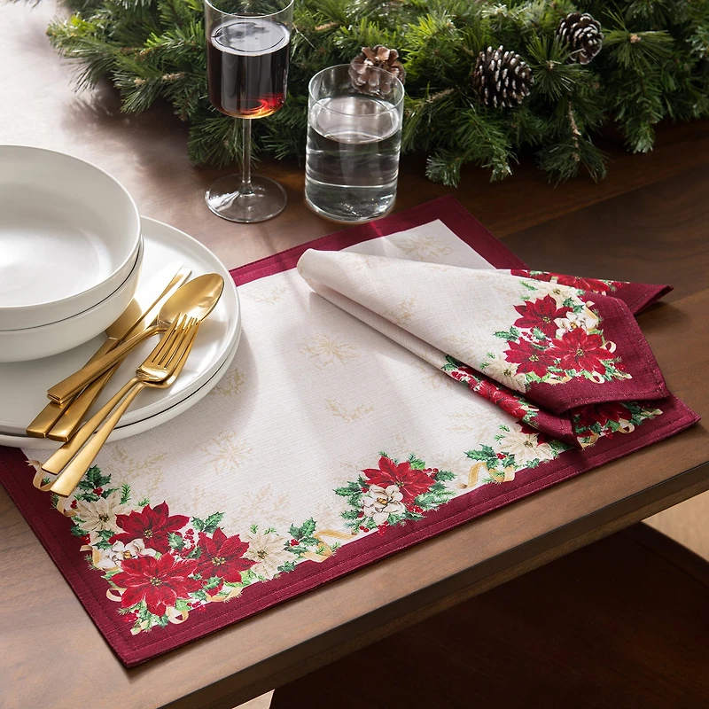 Threadmade Poinsettia Garlands Engineered 4-pc. Placemat