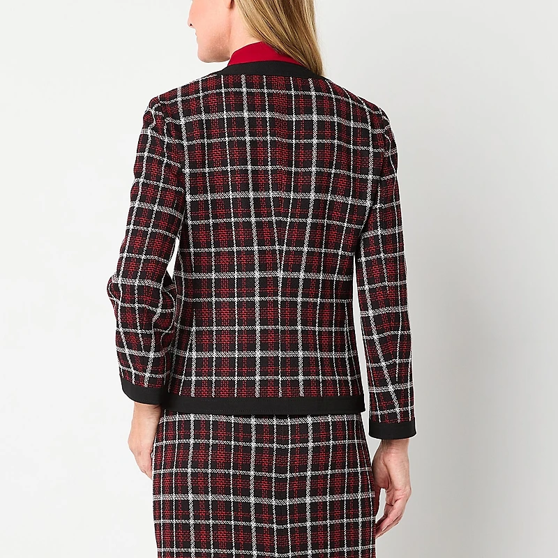 Black Label by Evan-Picone Plaid Womens Regular Fit Suit Jacket
