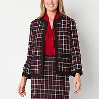 Black Label by Evan-Picone Plaid Womens Regular Fit Suit Jacket