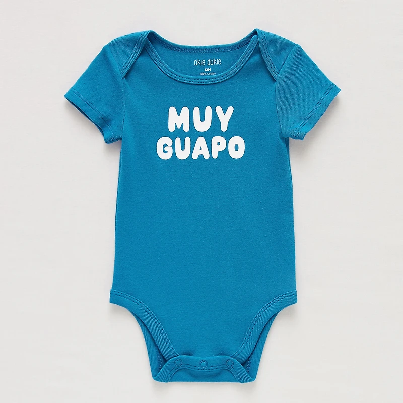 Okie Dokie Baby Boys Round Neck Short Sleeve Rib Bodysuit
