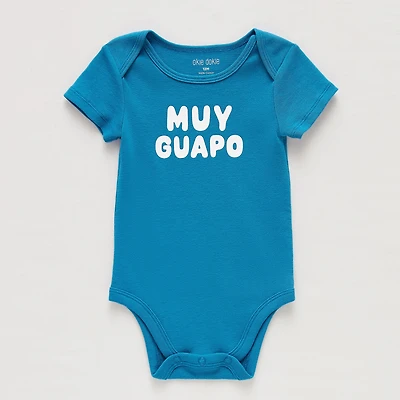 Okie Dokie Baby Boys Round Neck Short Sleeve Rib Bodysuit