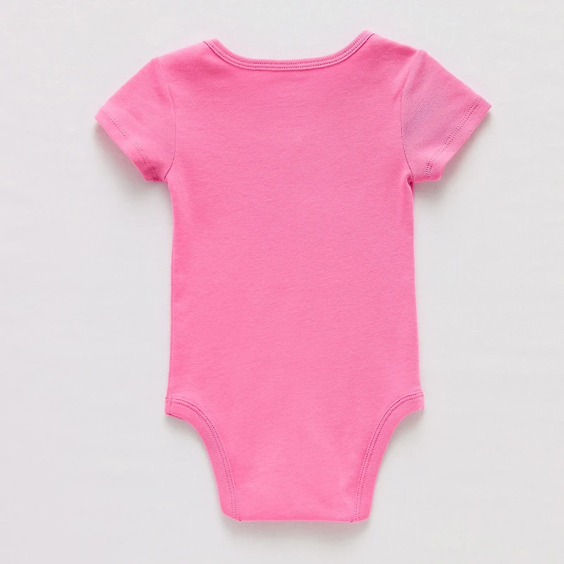 Okie Dokie Baby Girls Round Neck Short Sleeve Rib Bodysuit