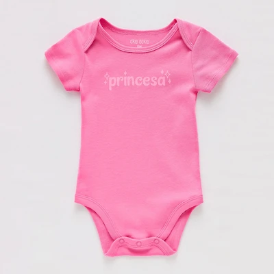Okie Dokie Baby Girls Round Neck Short Sleeve Rib Bodysuit