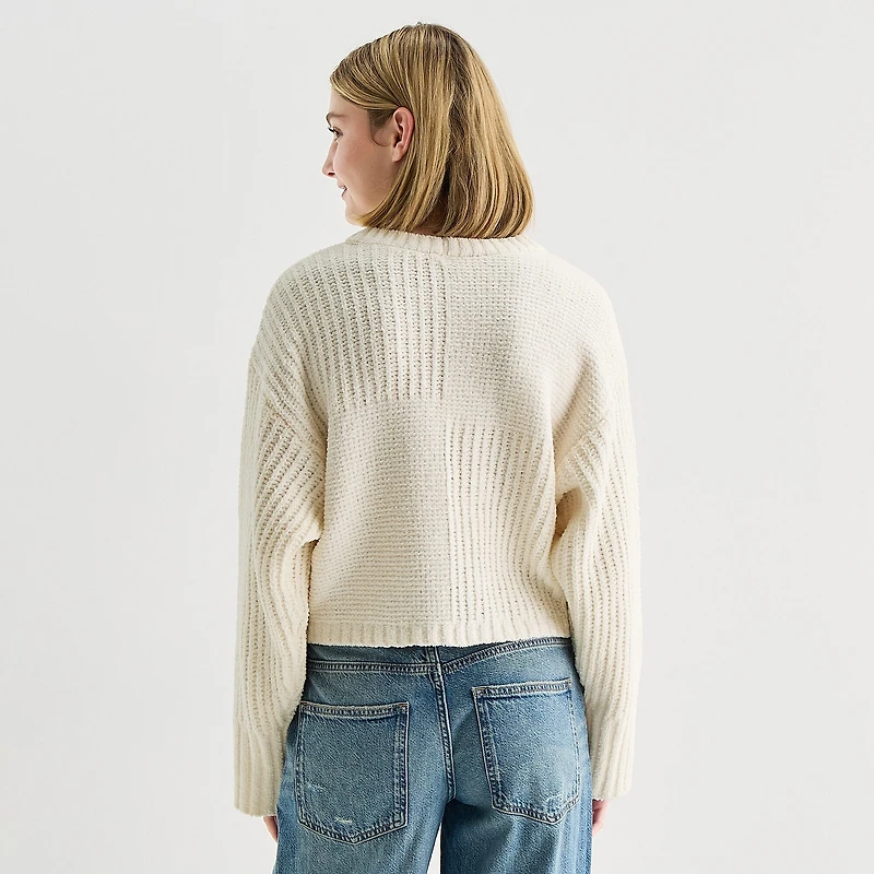 Arizona Juniors Womens Crew Neck Long Sleeve Pullover Sweater