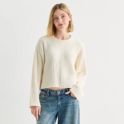 Arizona Juniors Womens Crew Neck Long Sleeve Pullover Sweater