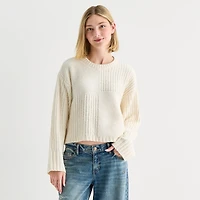 Arizona Juniors Womens Crew Neck Long Sleeve Pullover Sweater