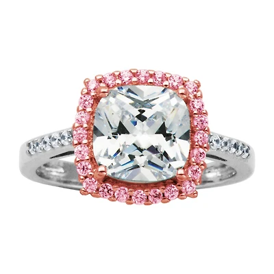 Sparkle Allure Womens Cubic Zirconia Square Halo Engagement Ring