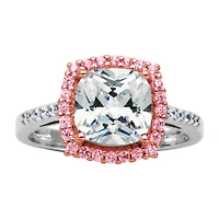 Sparkle Allure Womens Cubic Zirconia Square Halo Engagement Ring