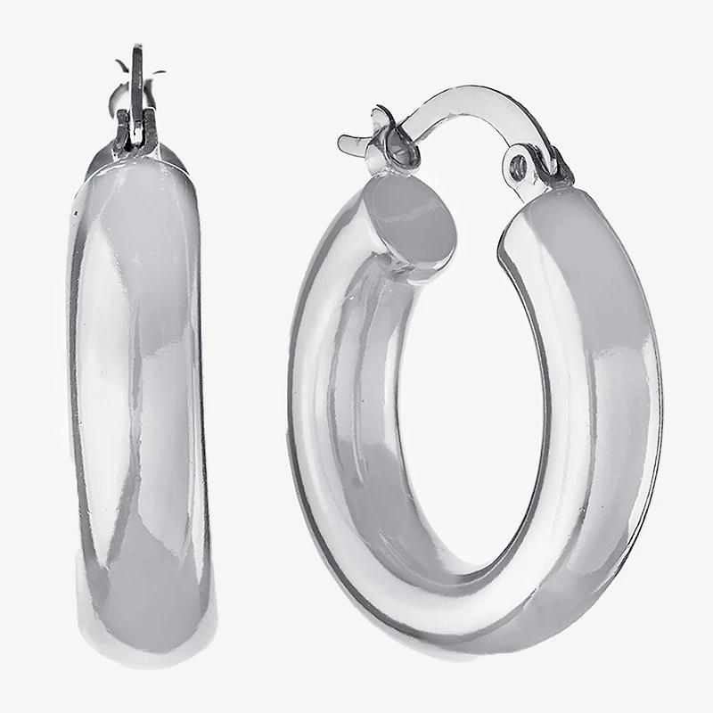 Silver Reflections Womens 25.6mm Hoop Earrings