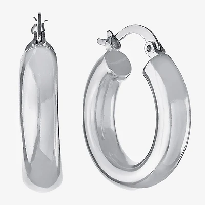 Silver Reflections Womens 25.6mm Hoop Earrings