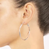 Silver Reflections Womens 48.7mm Hoop Earrings