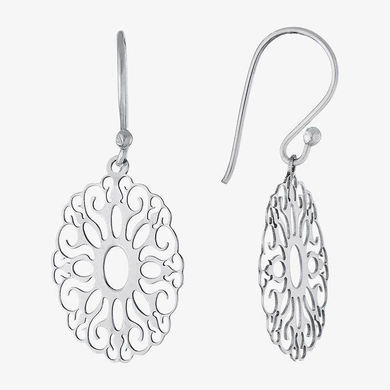 Silver Treasures Womens Sterling Silver Drop Earrings