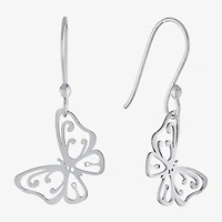 Silver Treasures Womens Sterling Silver Butterfly Drop Earrings