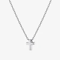Silver Treasures Womens Sterling Silver Cross 16 Inch Pendant Necklace