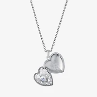 Sparkle Allure Womens Cubic Zirconia Pure Silver Over Brass 18 Inch Locket Necklace